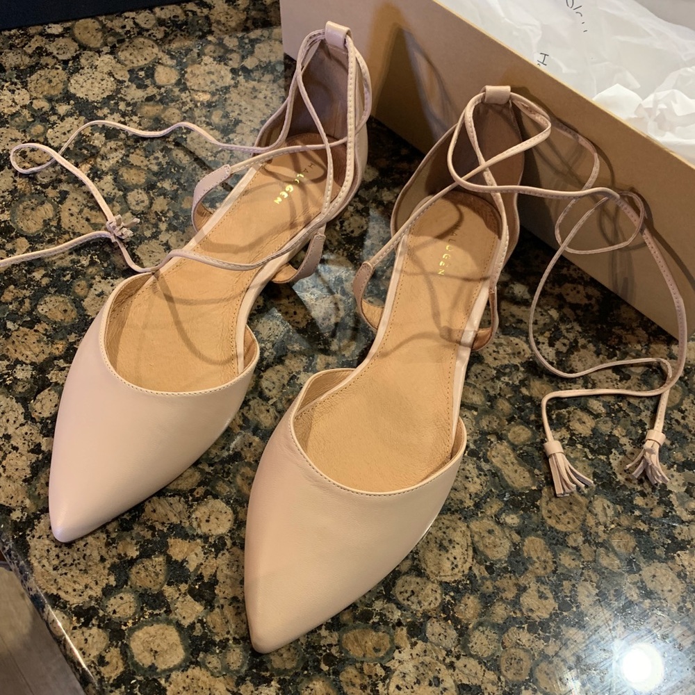 Halogen leather lace up pointe flats
